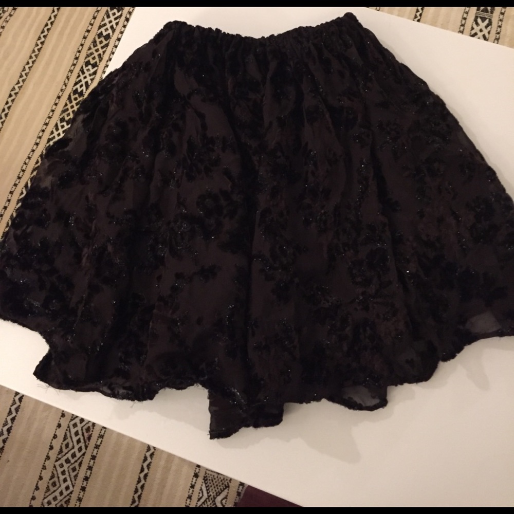Metallic Velvet floral vintage flounce skirt