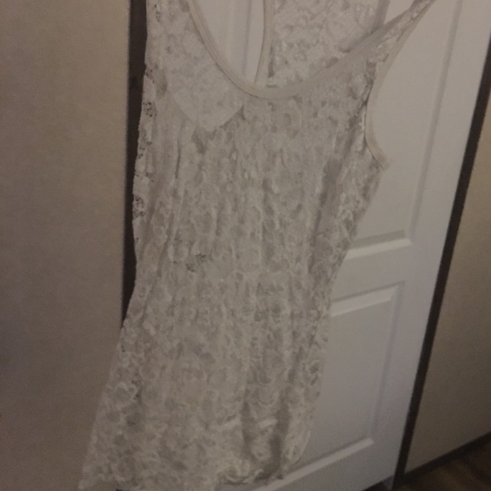 BKE WHITE LACE TANK TOP
