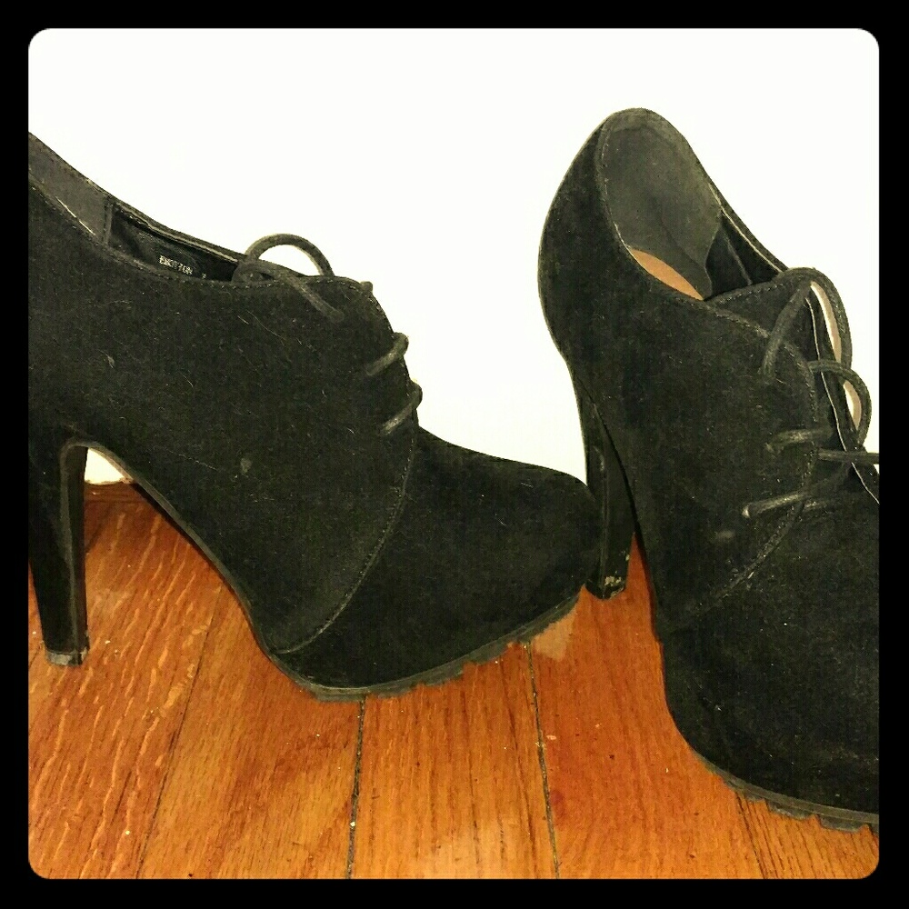 Black Suede Stiletto Ankle Booties