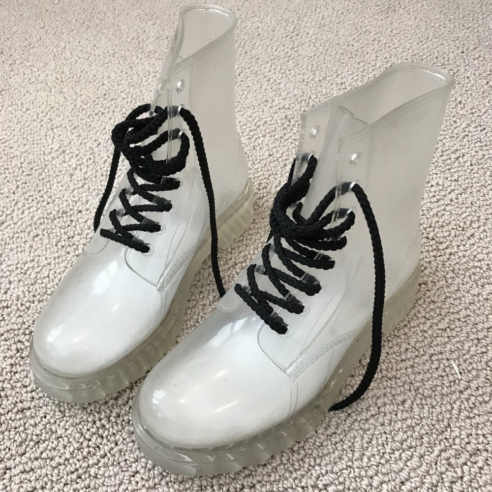 BRAND NEW Clear plastic rain boots