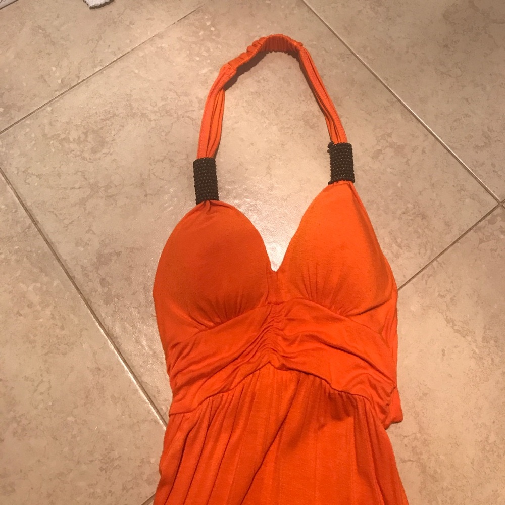 Super cute backless orange maxi dress