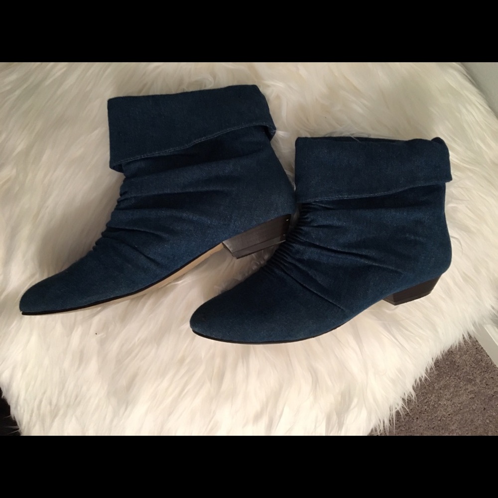 Aldo Blue Denim Flat Ankle Booties