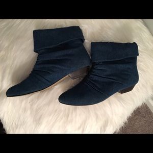 Aldo Blue Denim Flat Ankle Booties