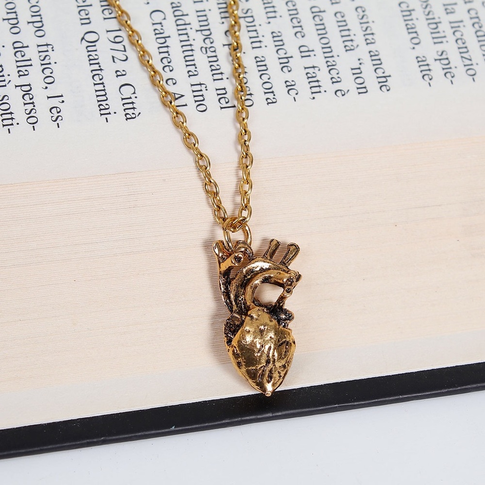 Steampunk Gold Heart Layering Necklace - Picture 1 of 4