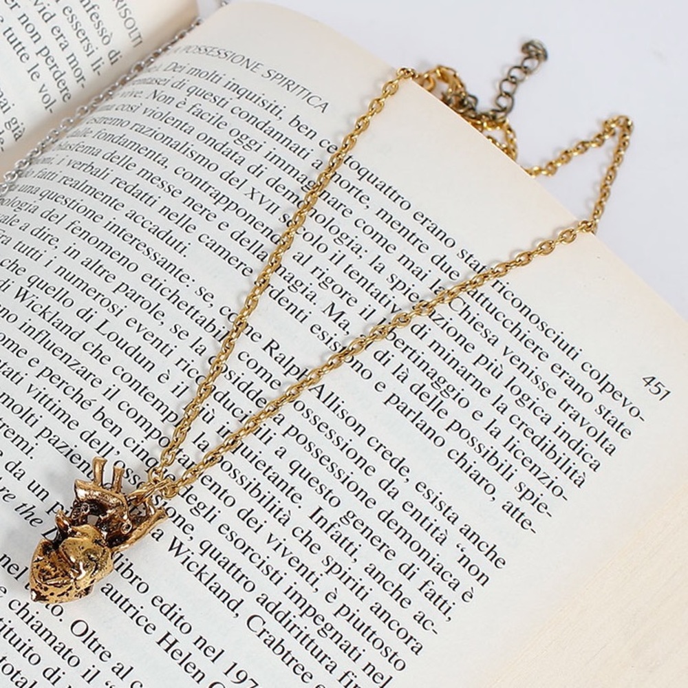 Steampunk Gold Heart Layering Necklace - Picture 3 of 4