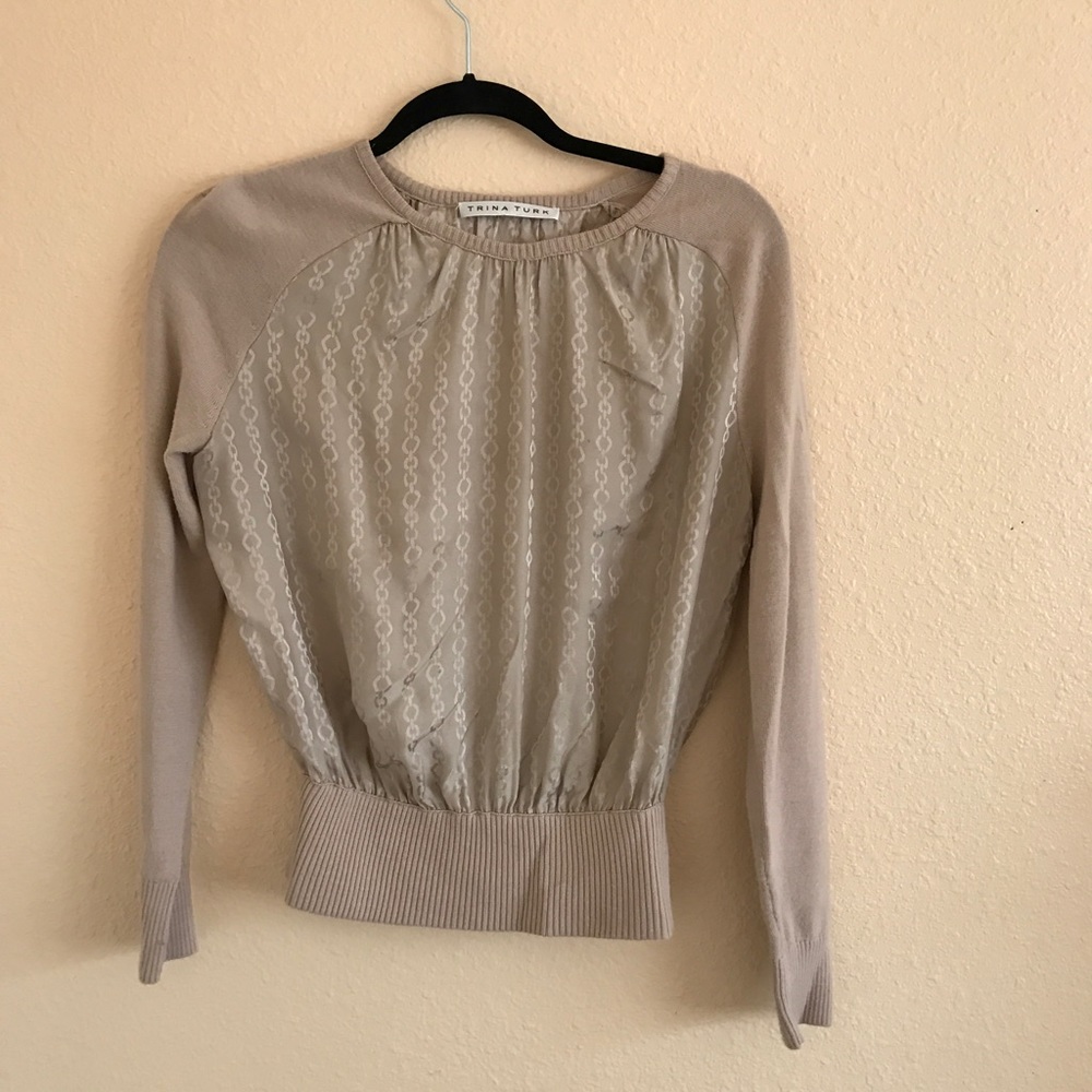 Trina Turk Tan Long Sleeve Top!