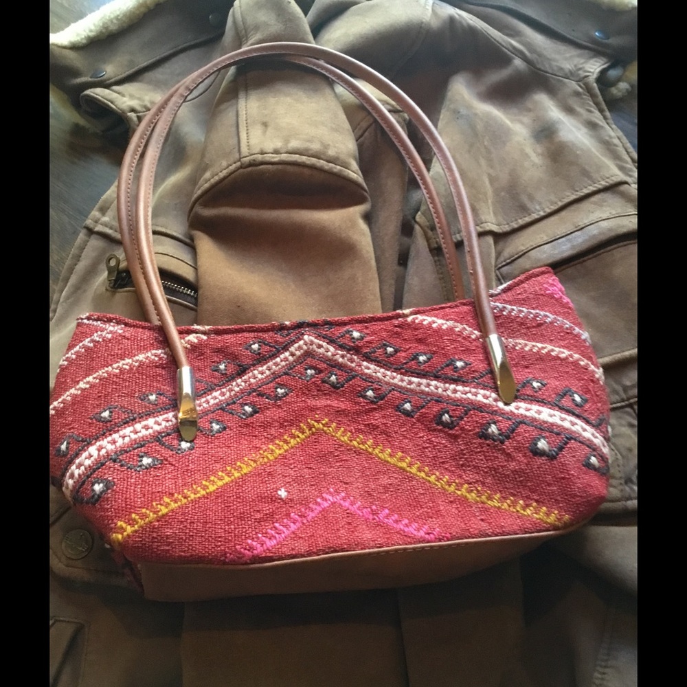 One of a kind handmade unique small Kilim purse.