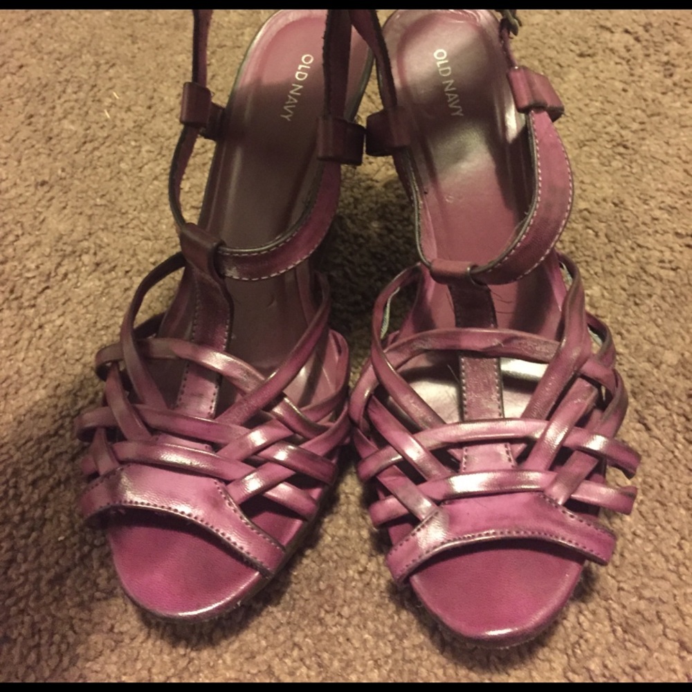 Wedge heels (grease stain on the front strap)
