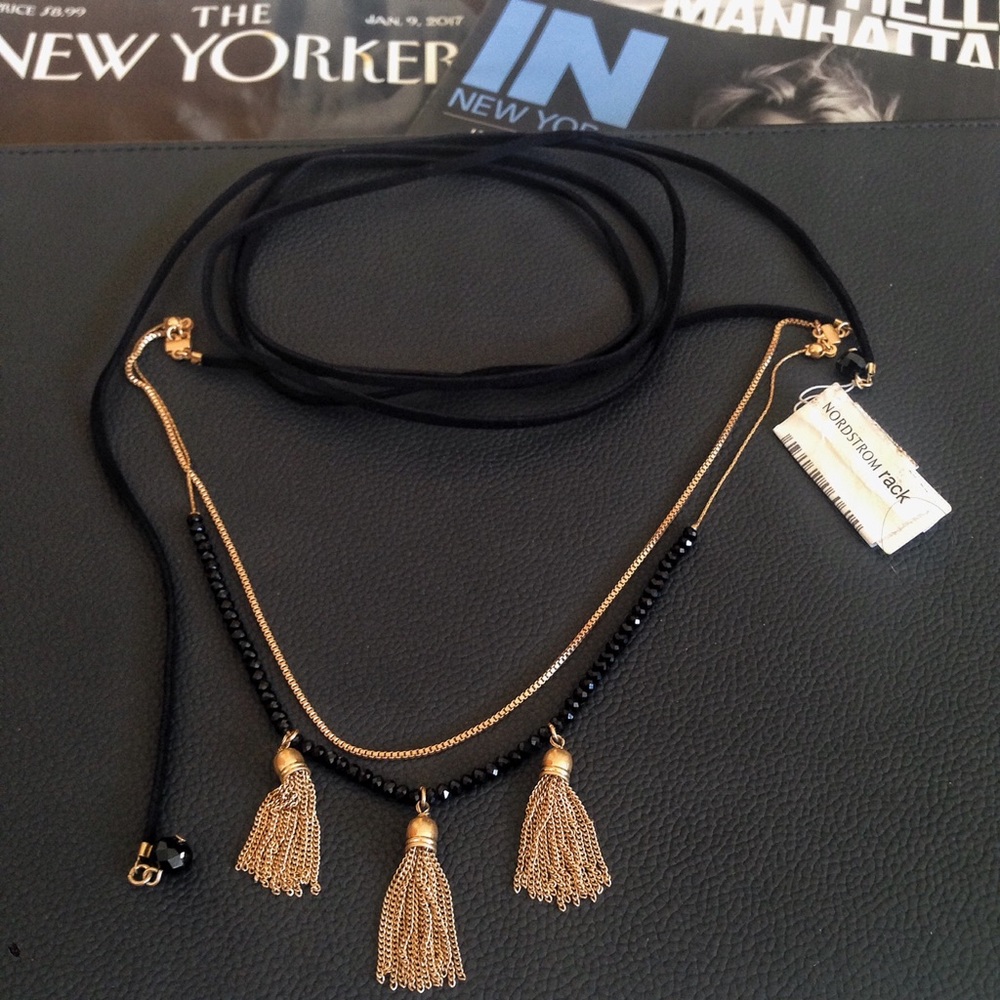 NORDSTROM Trend Black - Gold Layered Necklace. NWT
