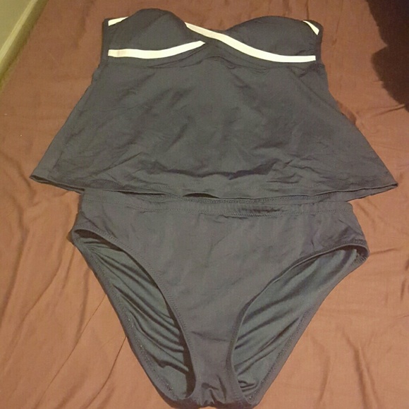 Anne Cole Collection  Other - Anchor navy and white strapless swimsuit
