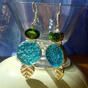 Peridot green and blue 925 Silver Earrings