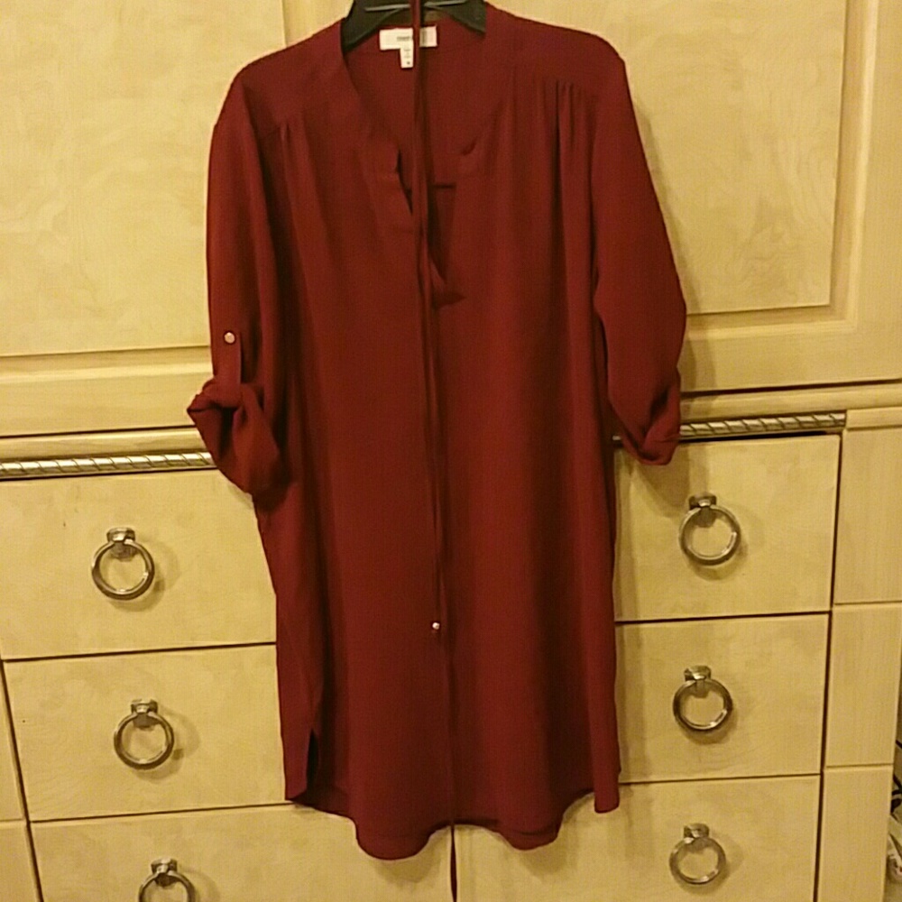 Burgundy slip dress with tie