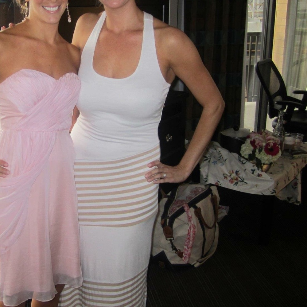 Long Bebe white racerback dress