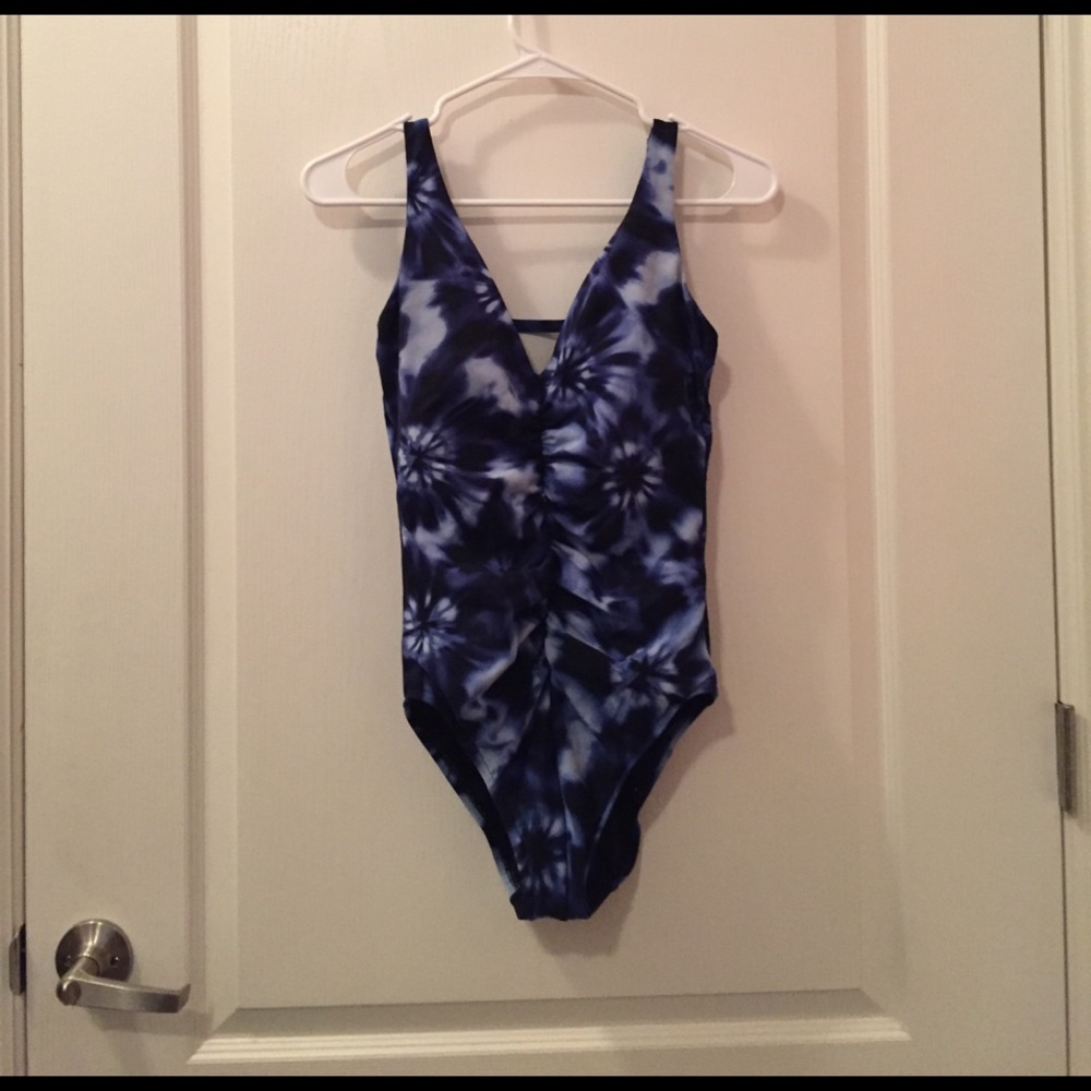 Tie-dye one piece swimsuit.