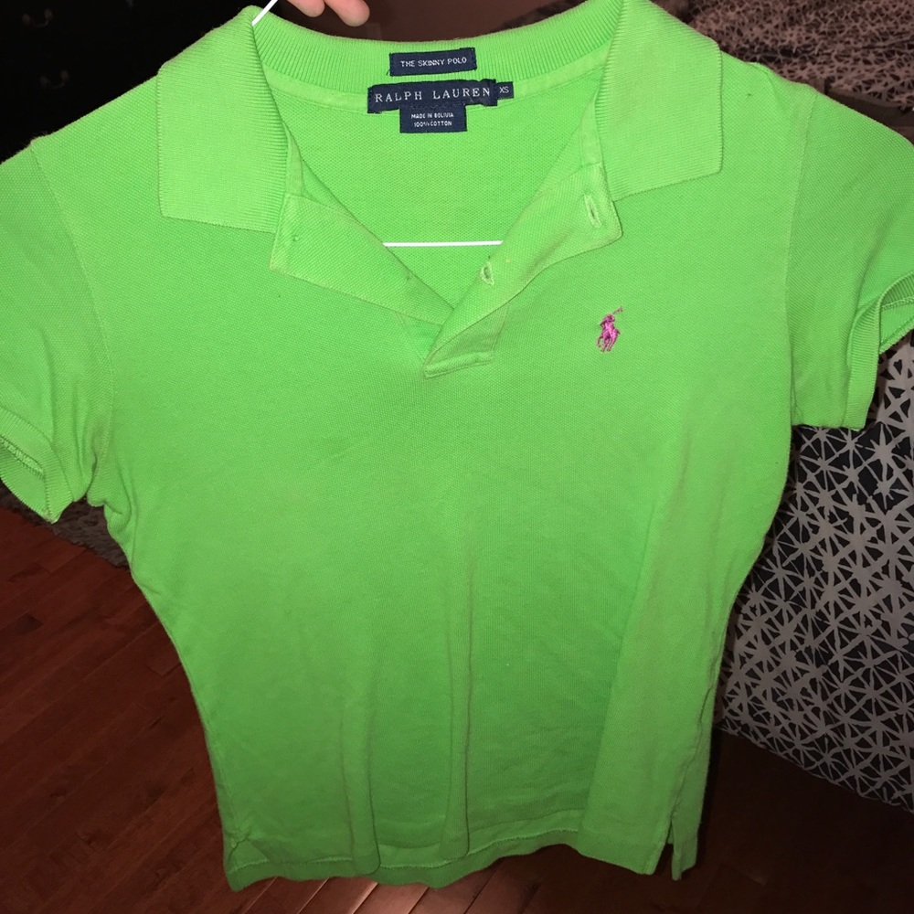 Green collared Ralph Lauren top