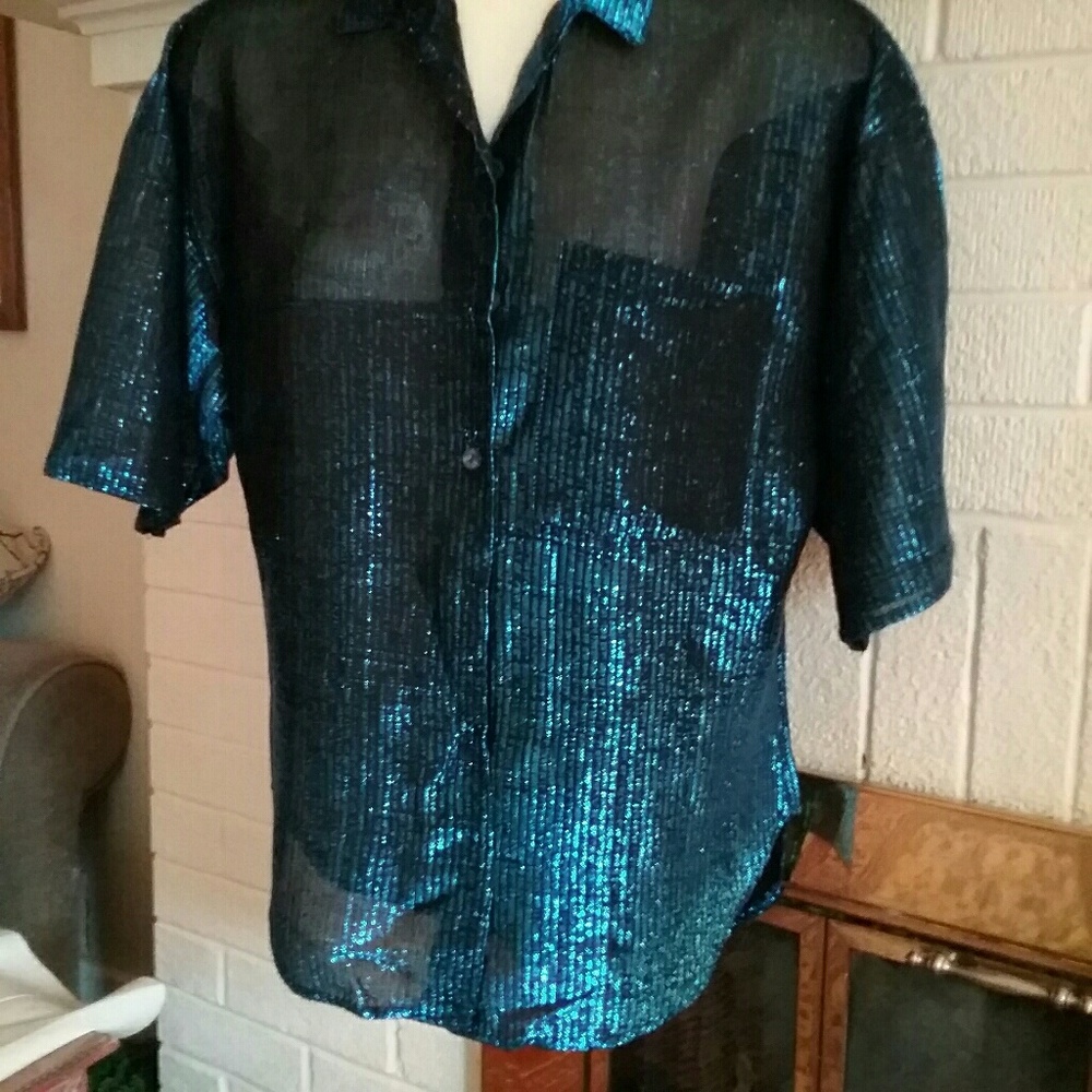 Vintage 80s metallic club shirt