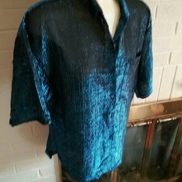 Vintage 80s metallic club shirt - Picture 2 of 6
