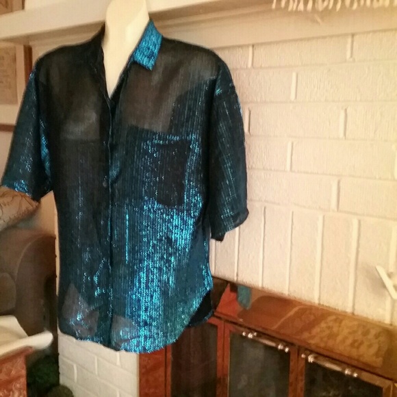 Vintage 80s metallic club shirt - Picture 3 of 6