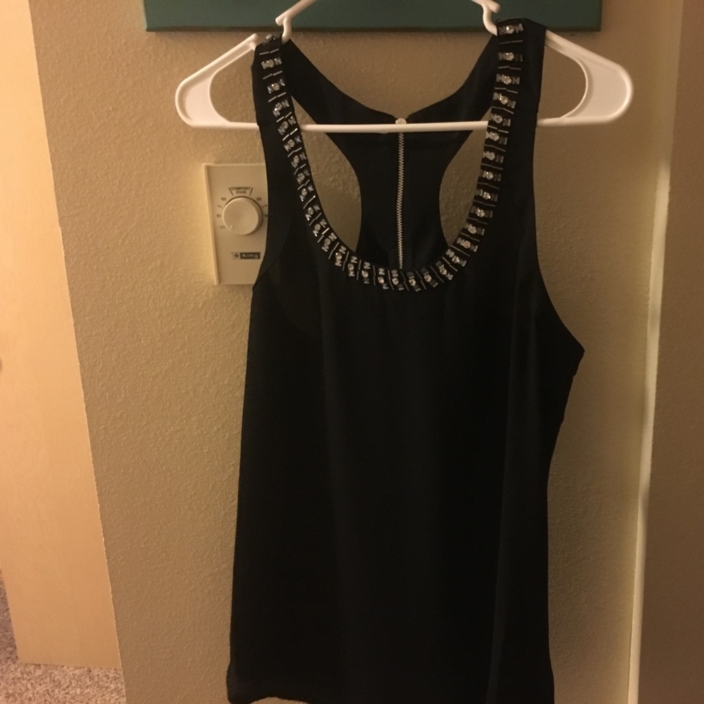 Black jeweled razorback tank