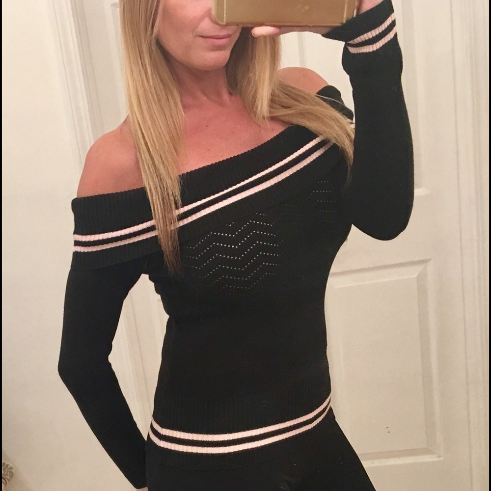 Off the shoulder black sweater