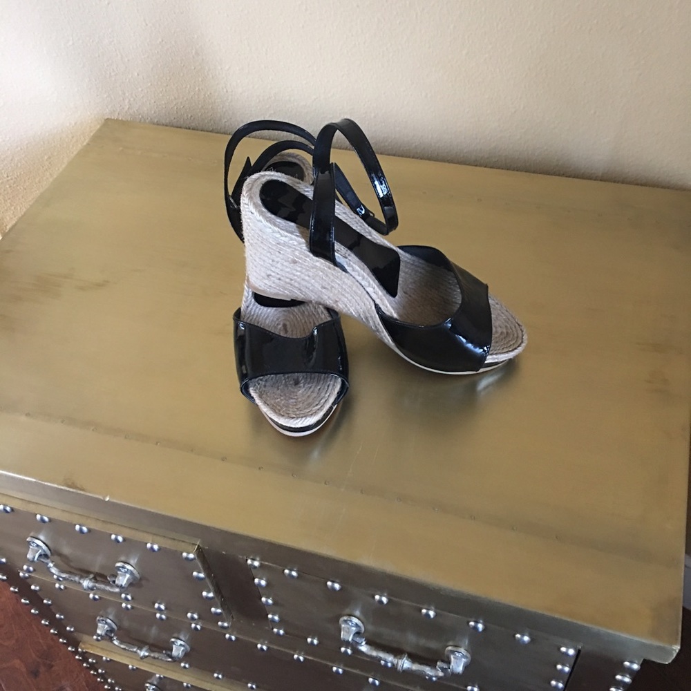 Patent Leather Ankle Strap Wedge Heel