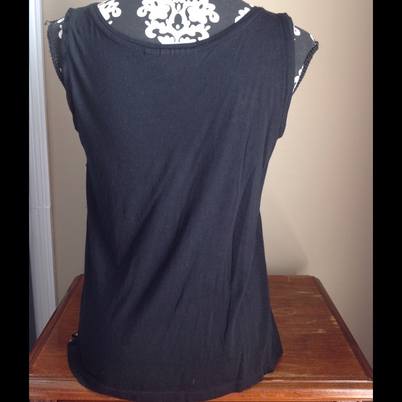 Loft top sequins blouse black gold sleeveless sz s - Picture 5 of 7