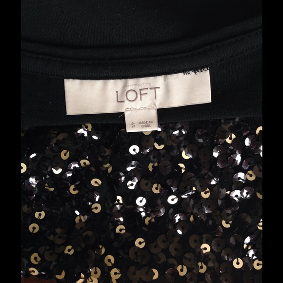 Loft top sequins blouse black gold sleeveless sz s - Picture 6 of 7