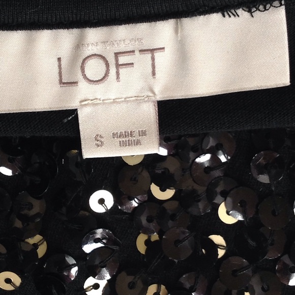 Loft top sequins blouse black gold sleeveless sz s - Picture 7 of 7