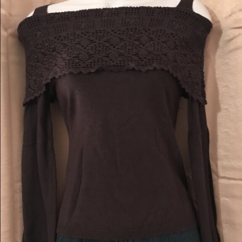 Off the shoulder long sleeve sweater