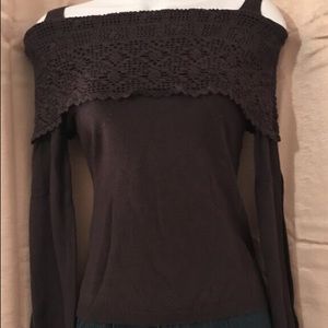 Off the shoulder long sleeve sweater