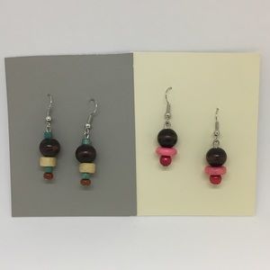 5 for $20 Two earrings with wooden beads