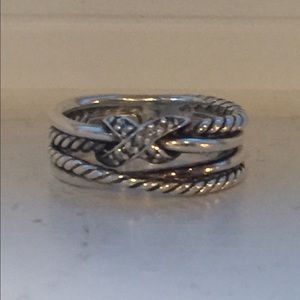David Yurman Diamond Crossover Ring Size 5