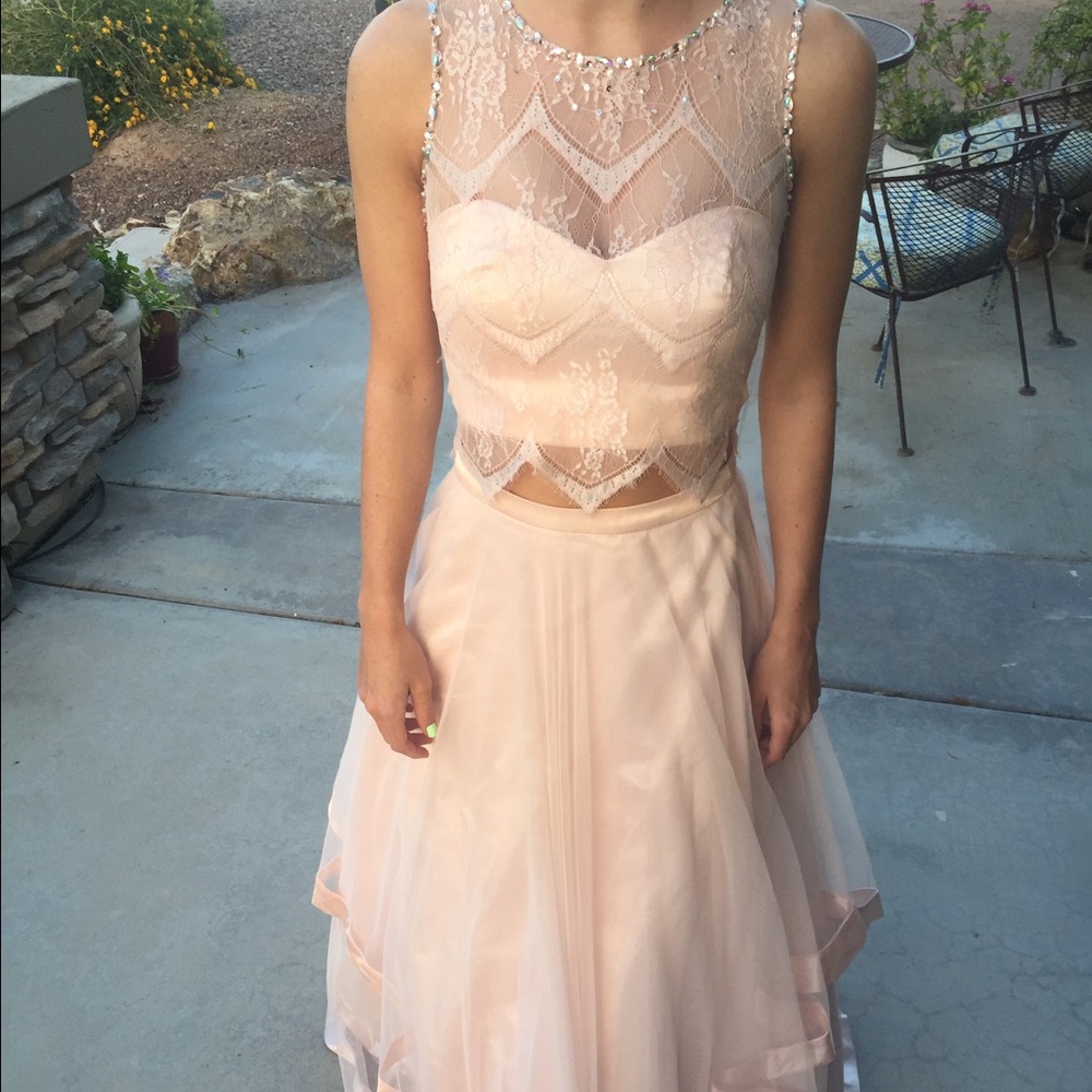 Light Pink Two Piece Prom Dress