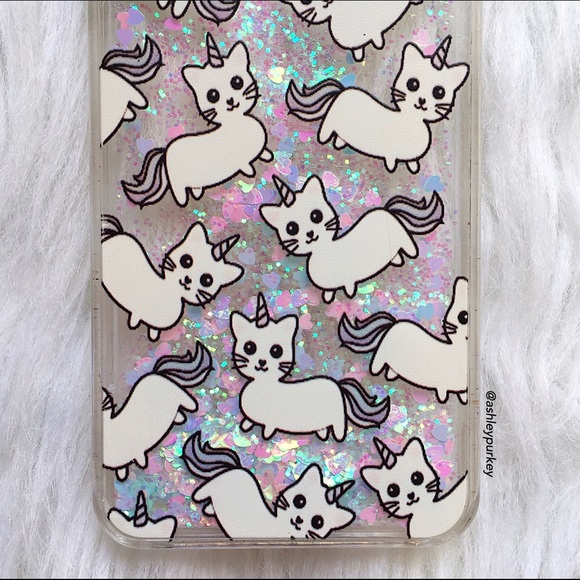 SOLD caticorn glitter waterfall iPhone 6/6s case - Picture 2 of 3