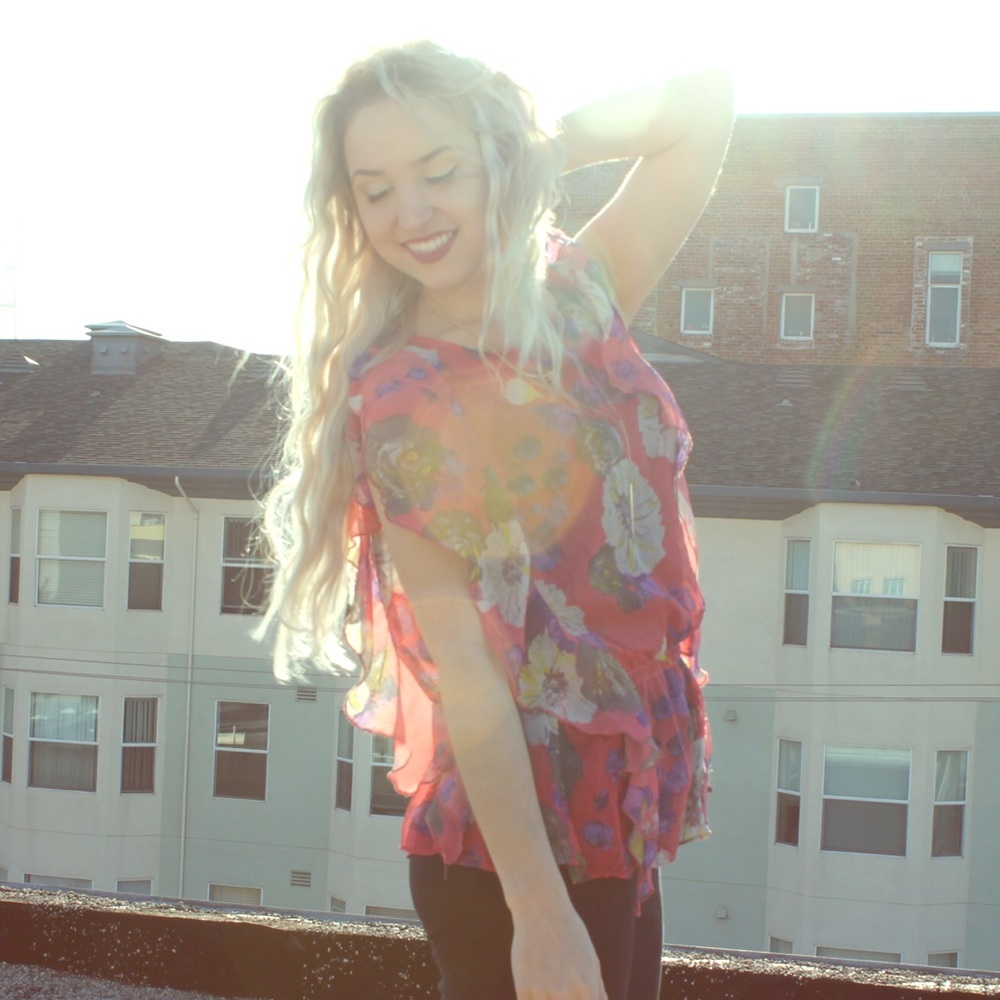 Susie Rose Floral Sheer Bohemian Blouse