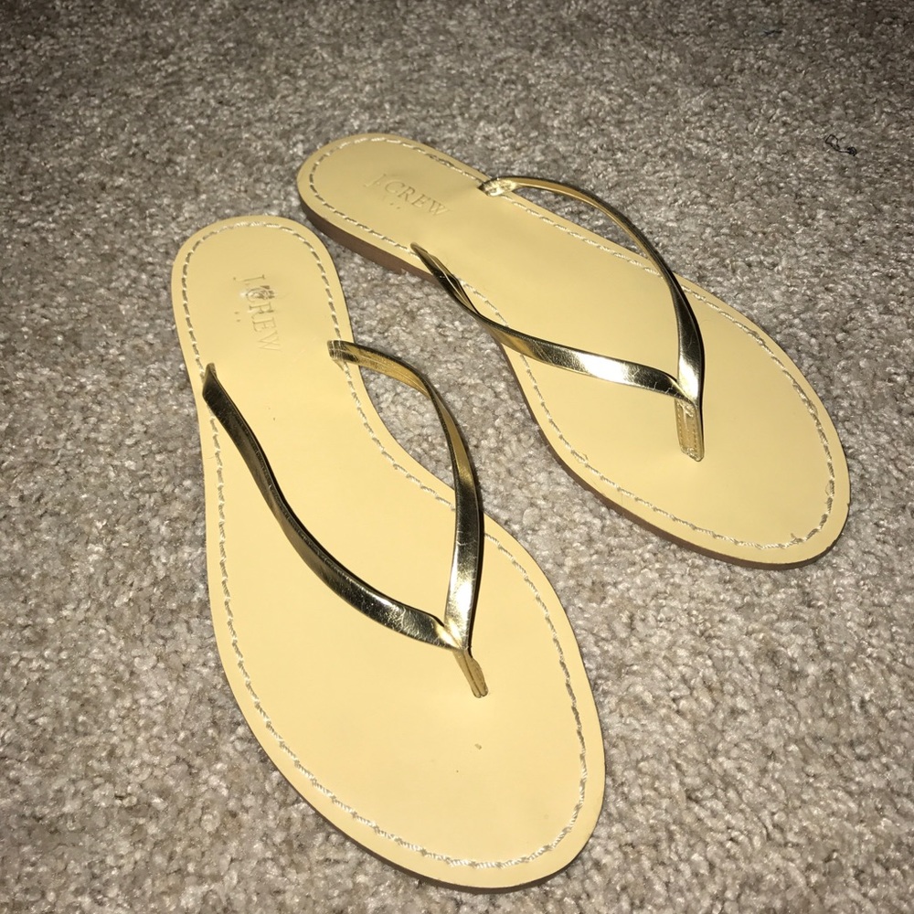 Gold J. Crew flip flops