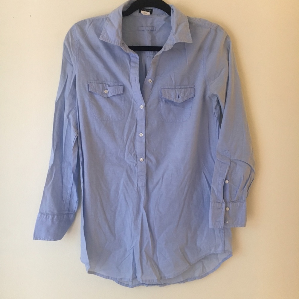 J. Crew light blue tunic shirt size small