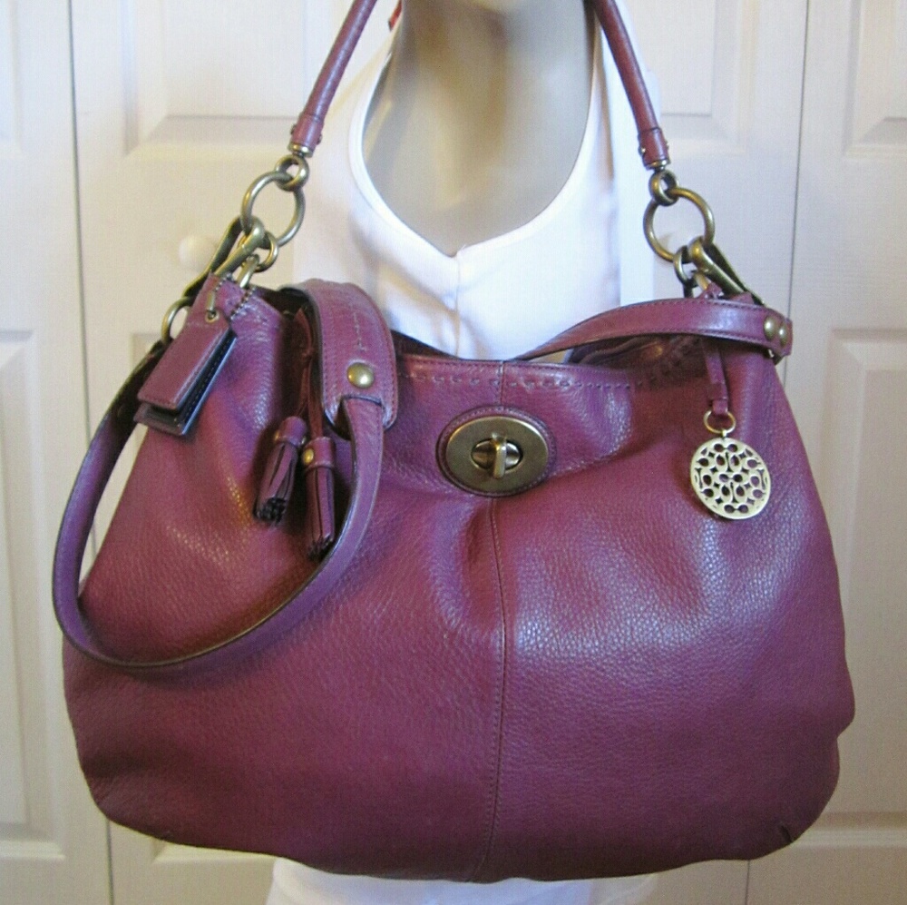SOLD! Coach 3PC Raisin Leather Bag & 2 Wallets A+