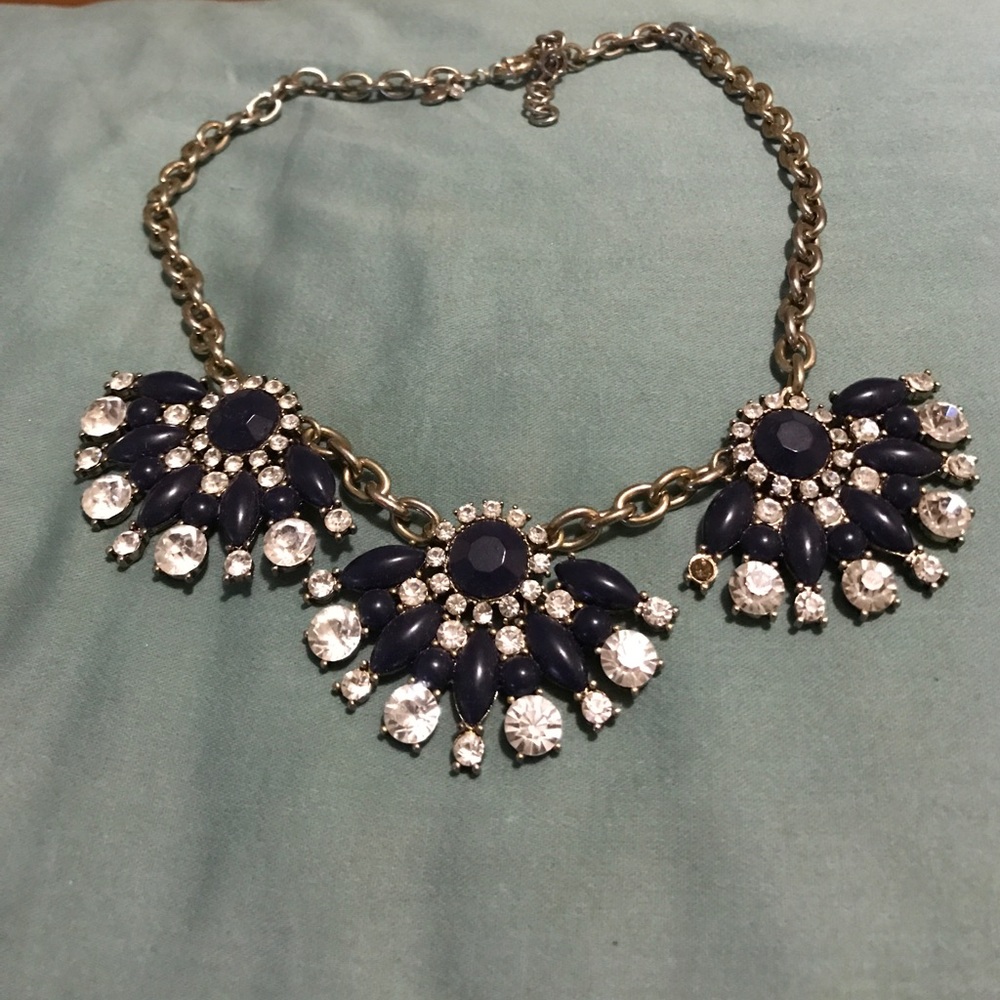 Blue and silver statement necklace