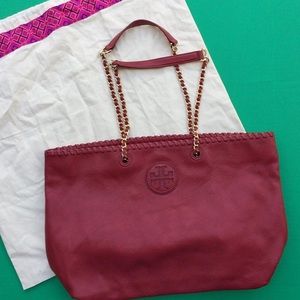 Tory burch Marion tote red chain east west leather