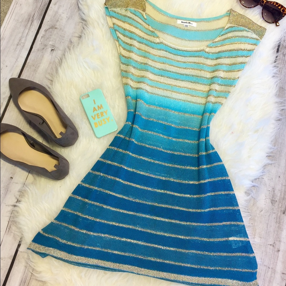 Gold with Blue Shades Summer Top