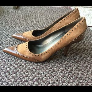 Rich Brown Studded Suede Nine West Heels