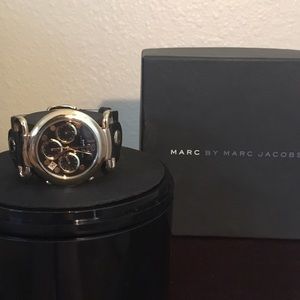 Marc by Marc Jacobs Black leather logo watch
