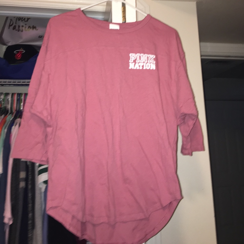 Soft begonia VS Pink football quarter sleeve💕🎉