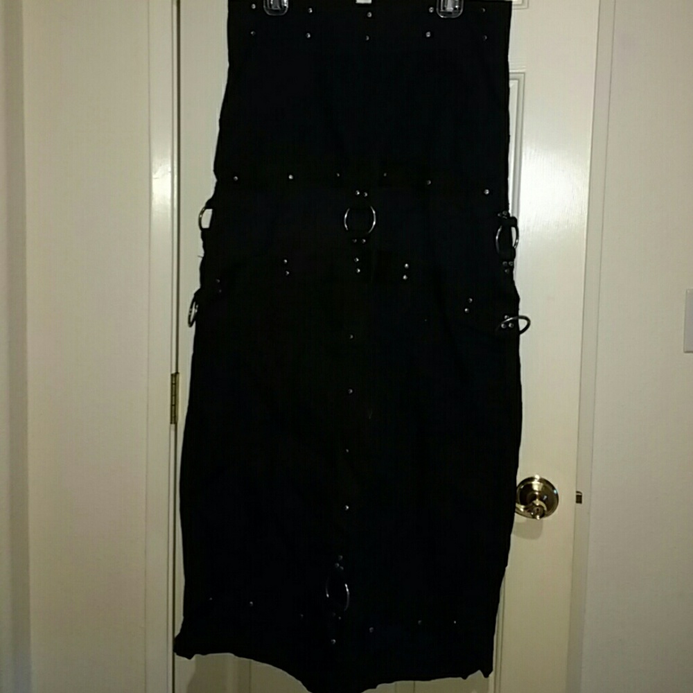 Nwot long black goth punk skirt