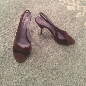 Miu Miu brown suede slingbacks
