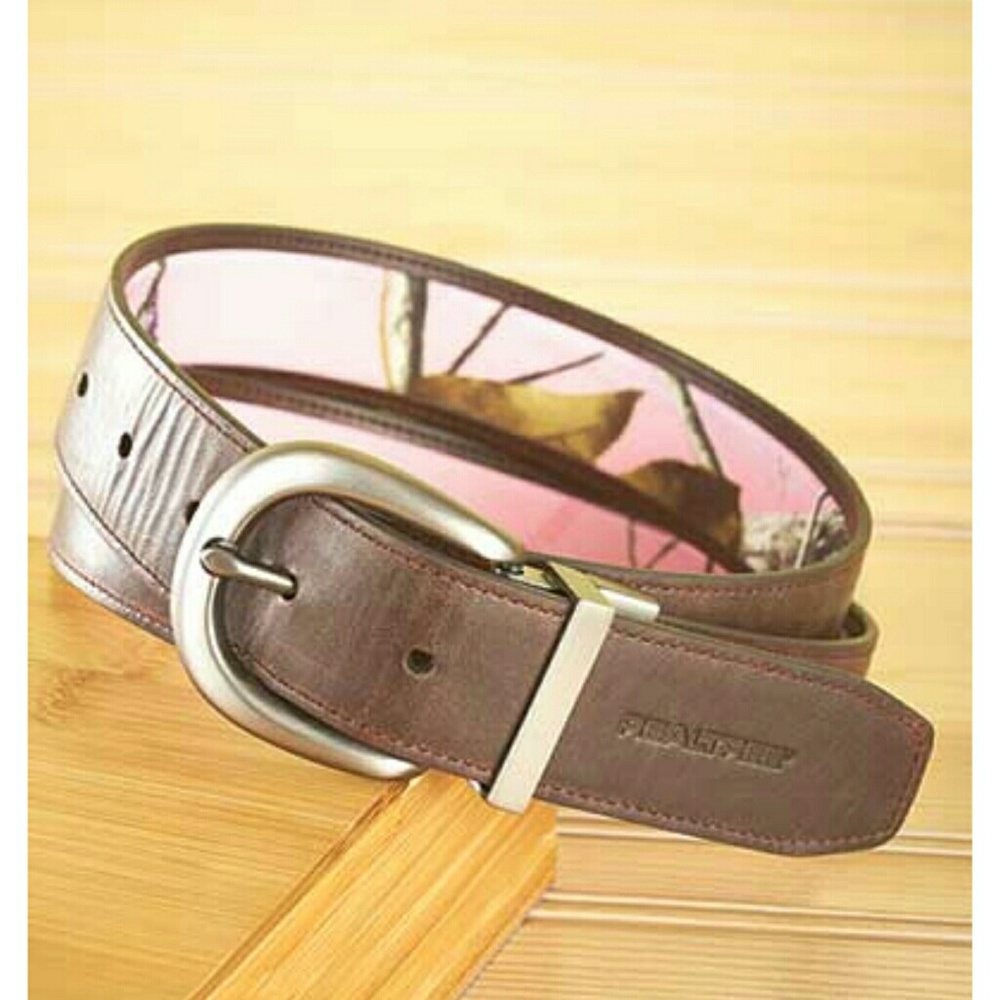 NWT, Real TreeLeather & Pink Camo Reversible Belt - Picture 2 of 7