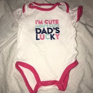 Baby girl 3 mo carters onesie dads lucky