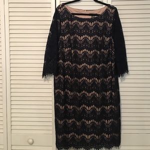Plus size Navy Eyelash Lace Dress