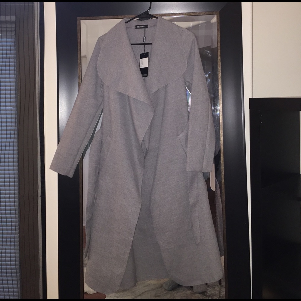 Missguided belted waterfall coat